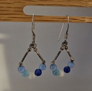 Silver & Blue Beaded Earrings